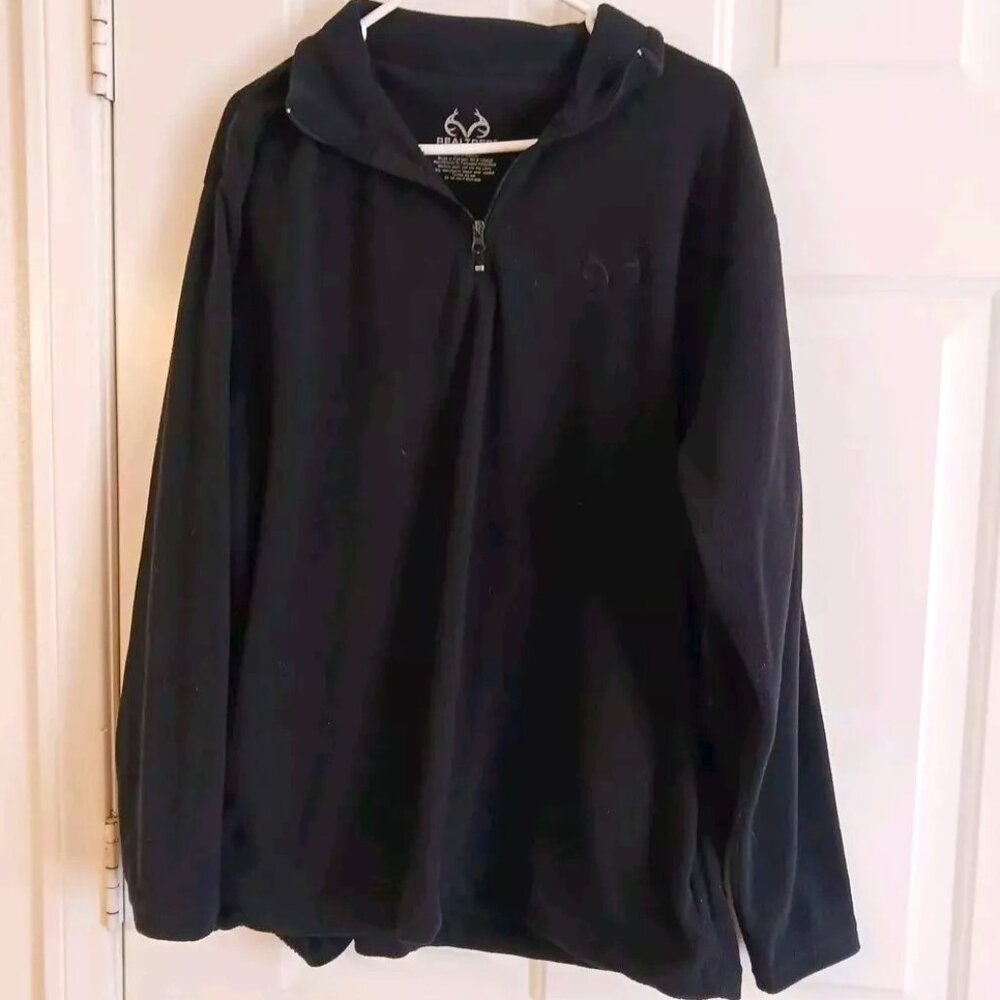 RealTree Pullover 1/4 Zip Embroidered Logo Fleece Hiking Size Large With Pockets